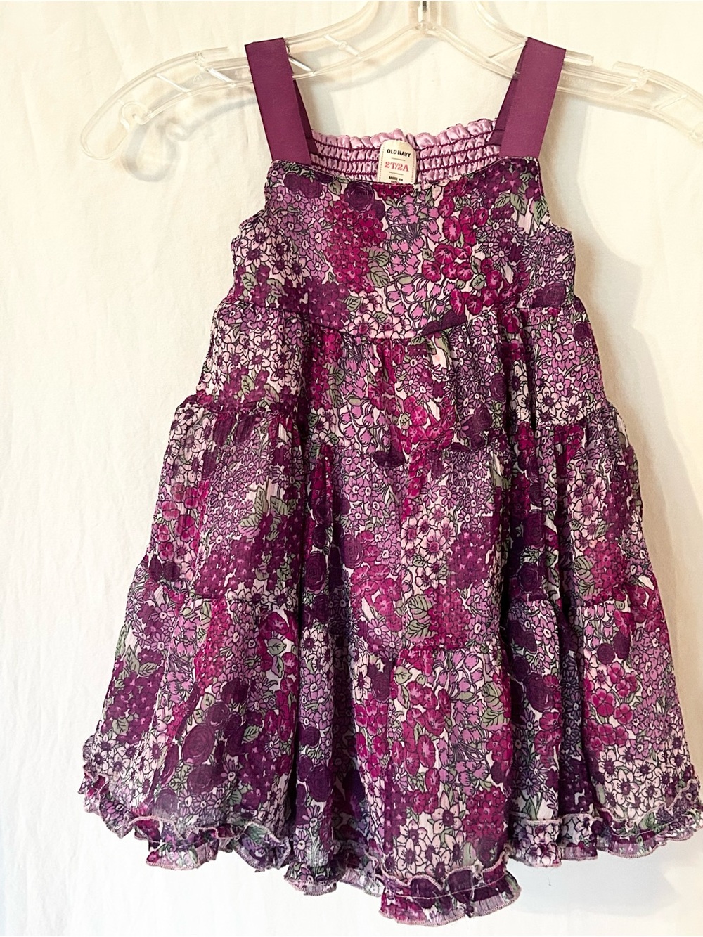 GIRLS 2T PURPLE MULTI-TIERED SLEEVELESS SHIRRED BACK SUNDRESS